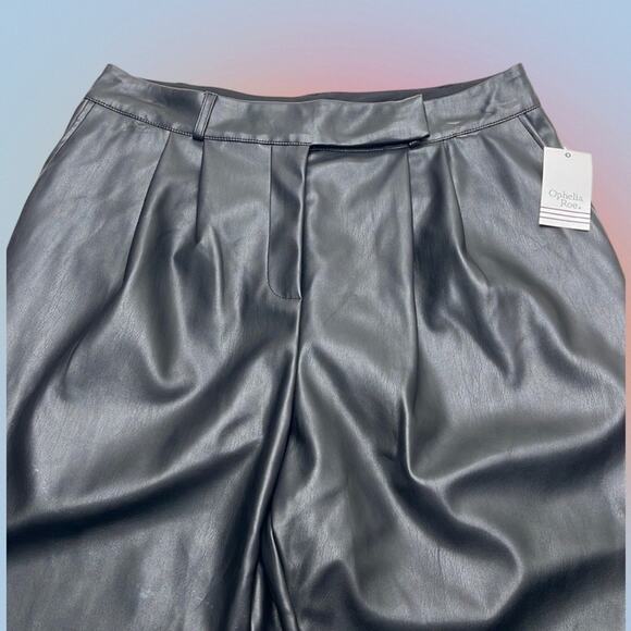 OPHELIA ROE Women’s 16 Black Faux Leather HIGH RISE Ankle Pant - Picture 1 of 3